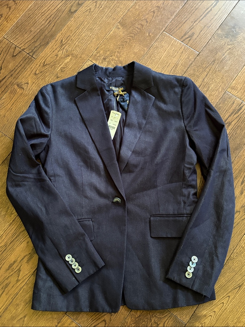 BROOKS BROTHERS Stellita Fit Classic Women's Navy Blue Cotton Blazer Jacket sz 0